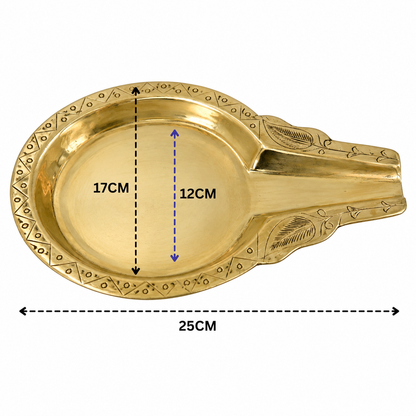 Brass Abhishek Patra with Somasutra –  Abhishekam Plate, Tirumanjanam Stand &amp; Temple Pooja Vessel for Shivling and Deity Worship 6.5 Inch