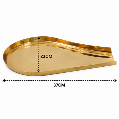 Brass Abhishek Patra with Somasutra Tray –  Abhishekam Plate, Tirumanjanam Stand &amp; Temple Pooja Vessel for Shivling and Deity Worship 9 Inch