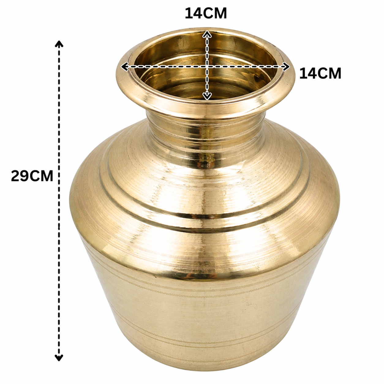 Handcrafted Brass Water Pot Kalash Jal Patra For Pooja – Traditional Pital Gangajali Kamandal for Puja, Ganga Jal Storage, Rishi Muni Kalash &amp; Hindu Rituals 11.5 Inch