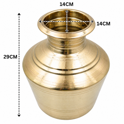 Handcrafted Brass Water Pot Kalash Jal Patra For Pooja – Traditional Pital Gangajali Kamandal for Puja, Ganga Jal Storage, Rishi Muni Kalash &amp; Hindu Rituals 11.5 Inch