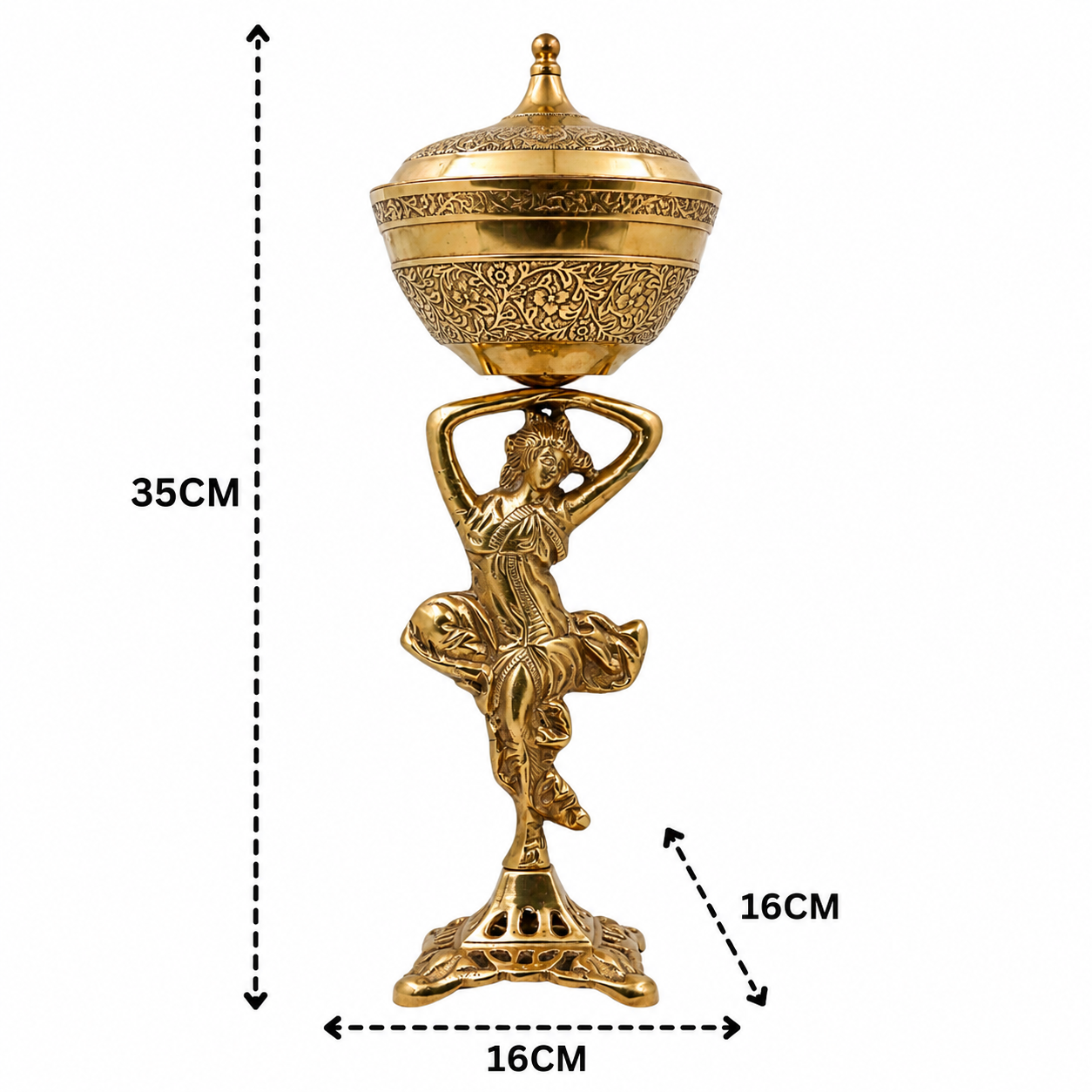 Handmade Brass Fruit Bowl – Traditional Peetal Phal Dani, Pital Phal Thali &amp; Decorative Brass Bowl for Pooja, Home Décor &amp; Serving 14 Inch