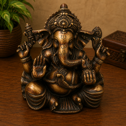 Handcrafted Brass Ganesha Ganapati Vinayaka Idol – Chola Style Ganapati Vinayaka Murti for Pooja, Home Mandir, Décor &amp; Gifting 10 Inch