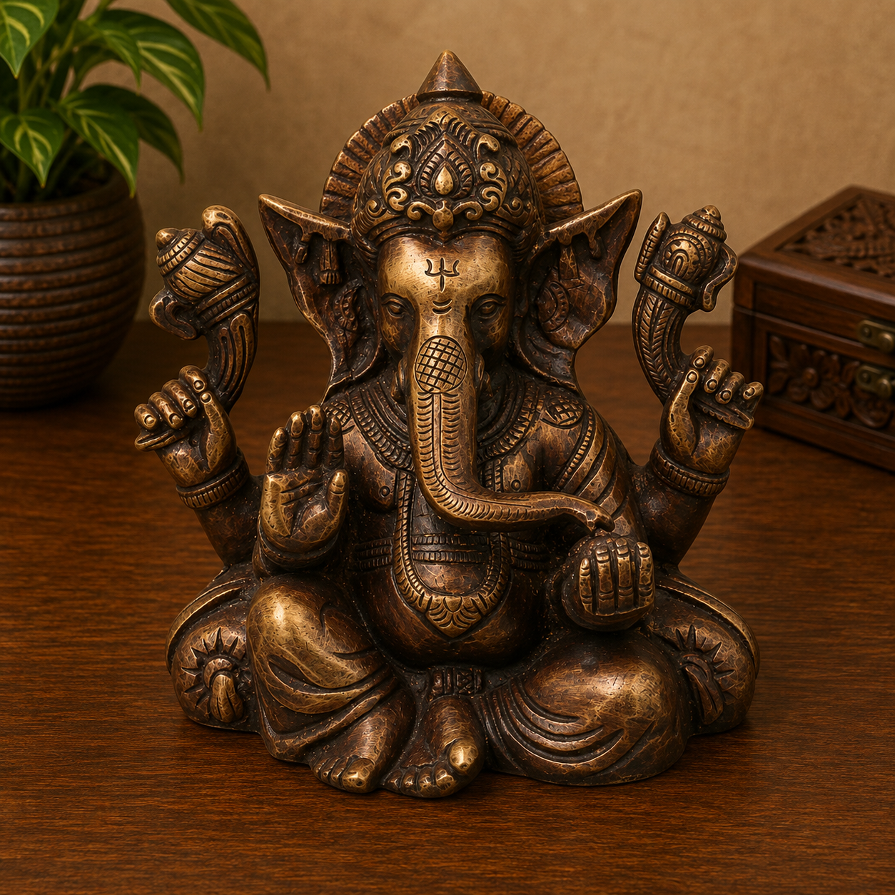 Brass Ganesha Ganapati Vinayaka Idol – Chola Style Ganapati Vinayaka Murti for Pooja, Home Mandir, Décor &amp; Gifting 6.5 Inch