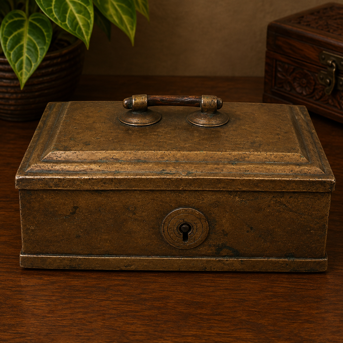 Brass Vintage Box – Handcrafted Traditional Heritage Treasure Chest for Pooja, Home Décor, Storage &amp; Collectible Gifting 2.5 Inch