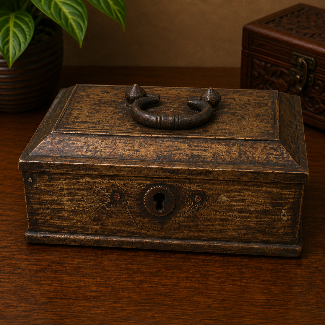 Brass Vintage Box – Traditional Heritage Treasure Chest for Pooja, Home Décor, Storage &amp; Collectible Gifting 3 Inch
