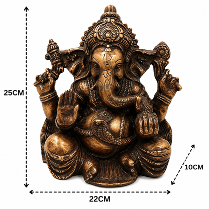 Handcrafted Brass Ganesha Ganapati Vinayaka Idol – Chola Style Ganapati Vinayaka Murti for Pooja, Home Mandir, Décor &amp; Gifting 10 Inch