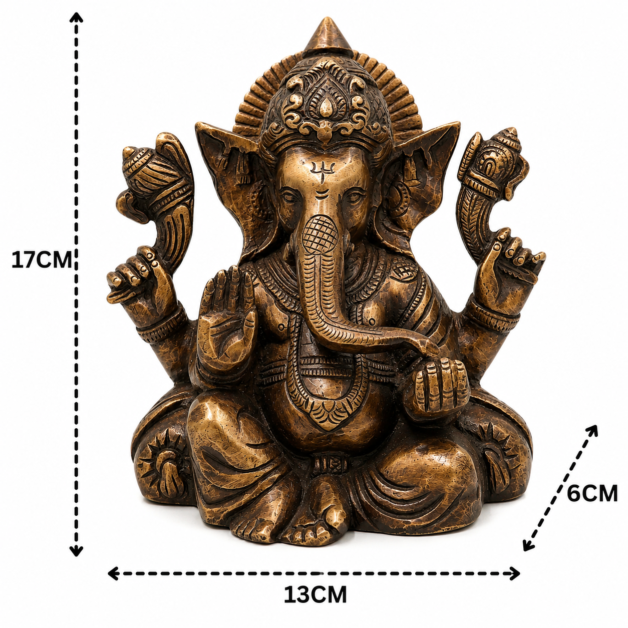 Brass Ganesha Ganapati Vinayaka Idol – Chola Style Ganapati Vinayaka Murti for Pooja, Home Mandir, Décor &amp; Gifting 6.5 Inch