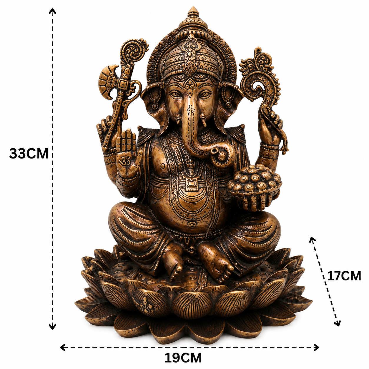 Brass Ganesha Ganapati Vinayaka Idol – Traditional Chola Style Ganapati Vinayaka Murti for Pooja, Home Mandir, Décor &amp; Gifting 13 Inch