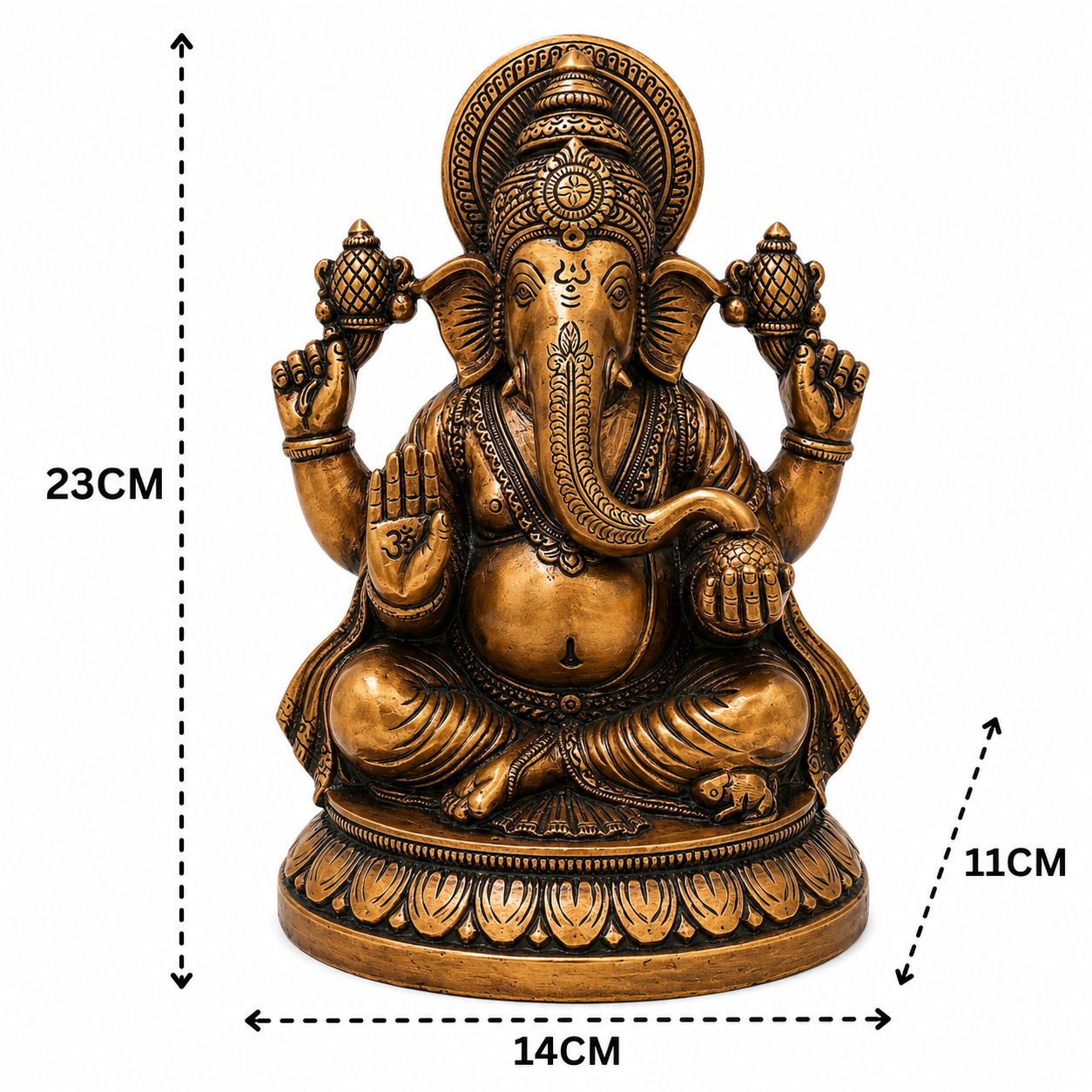 Brass Ganesha Ganapati Idol – Traditional Chola Style Ganapati Vinayaka Murti for Pooja, Home Mandir, Décor &amp; Gifting 9 Inch