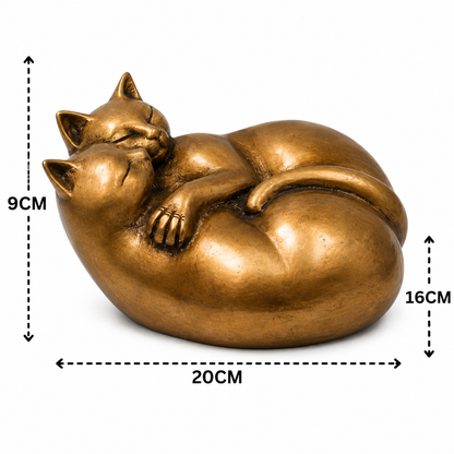 Handcrafted Brass Two Cat Sculpture – Handcrafted Cat Sculpture for Vastu, Home Décor, Pooja &amp; Luxury Gifting 3.5 Inch