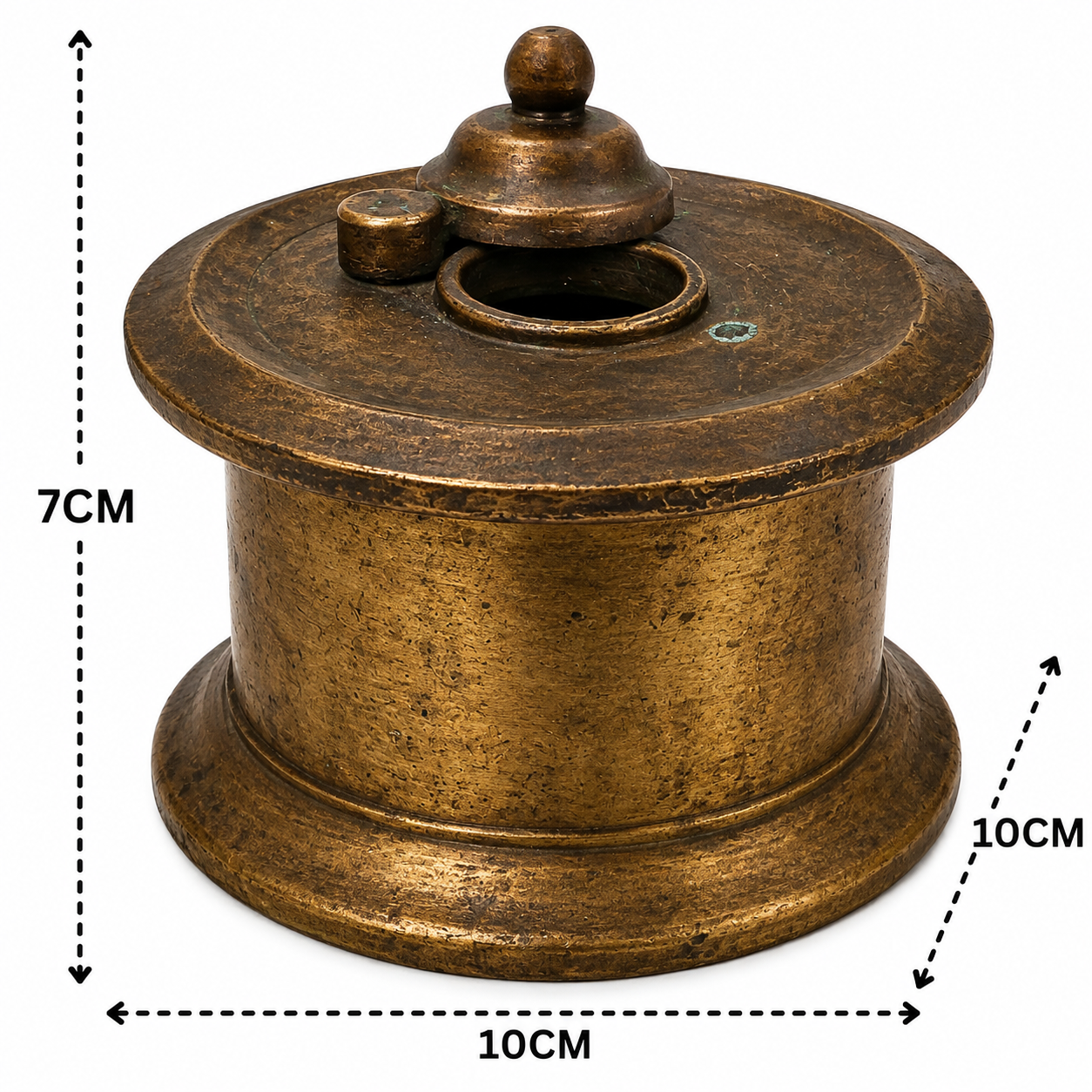 Handcrafted Brass Ink Pot – Vintage Peetal Kalamdan, Antique Pital Ink Well &amp; Traditional Kalam Daani Writing Collectible 3 Inch
