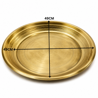 Brass Plate Heavy Pure Peetal Thali Pooja Aarti for Mandir – Peetal Pooja Plate (Pital Puja Thambalam) for Hindu Worship &amp; Temple Rituals 1.5 Inch
