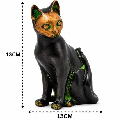 Brass Cat Idol – Handcrafted Cat Sculpture for Vastu, Home Décor, Pooja &amp; Luxury Gifting 8 Inch