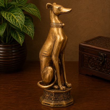 Brass Dog Statue – Handmade Brass Dog Idol for Home Décor, Pooja, Collectibles &amp; Gifting 11 Inch