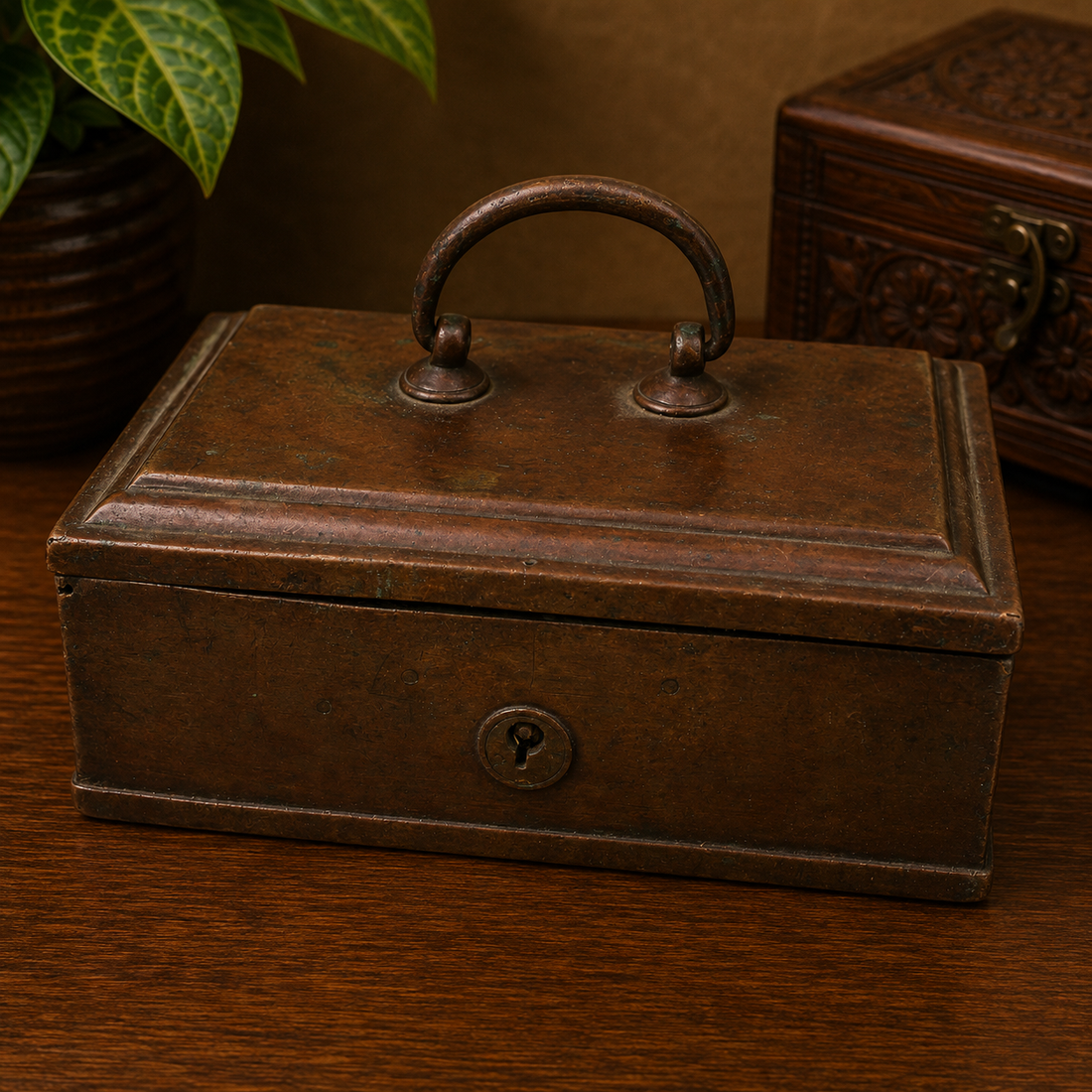Handcrafted Brass Vintage Box – Heritage Treasure Chest for Pooja, Home Décor, Storage &amp; Collectible Gifting  2 Inch