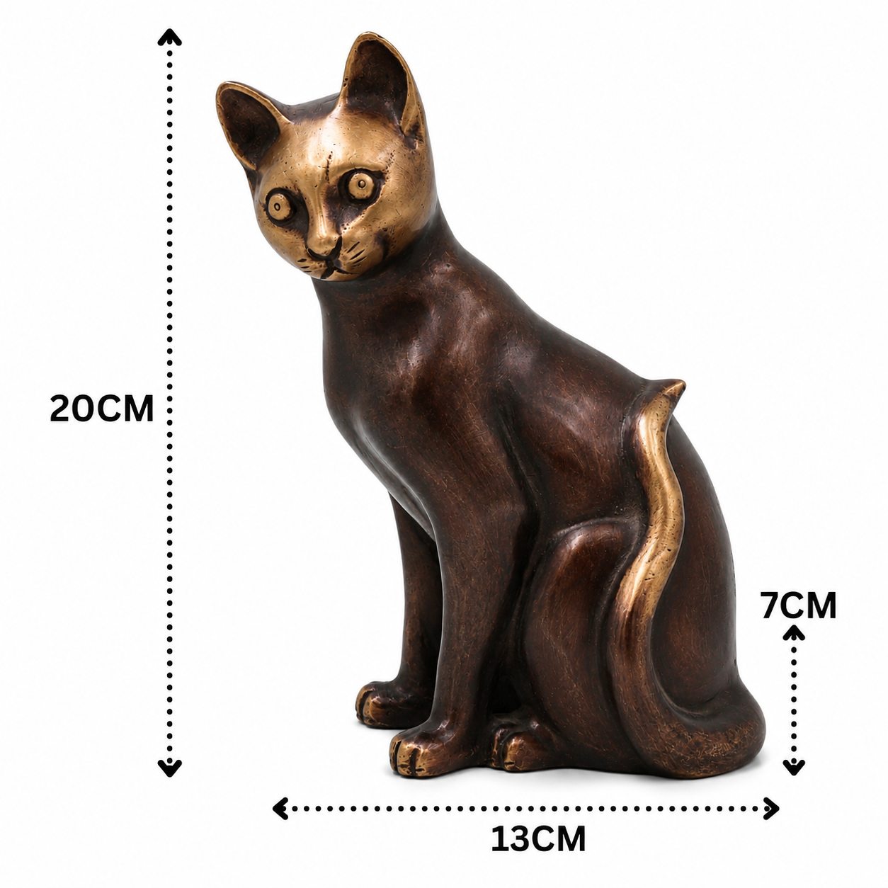 Brass Cat Idol – Handcrafted Cat Sculpture for Vastu, Home Décor, Pooja &amp; Luxury Gifting 8 Inch