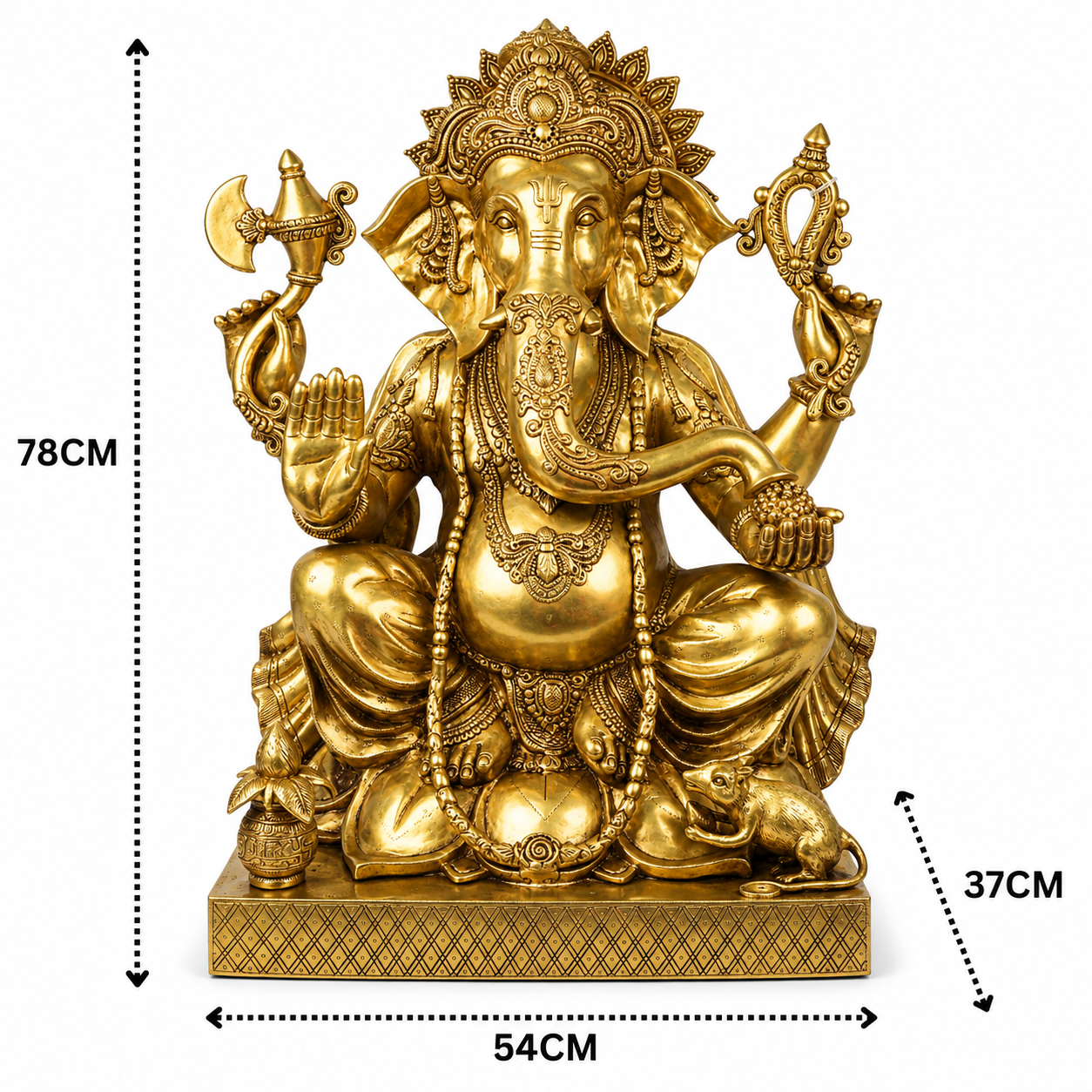 Handcrafted Ekdanta Brass Ganesh Idol – Sacred Vinayaka Vigneshwara Murti for Home Temple, Pooja &amp; Prosperity 30.5 Inch