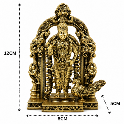 Brass Murugan Subramanya Kartikeya Idol – Fine - Handcrafted Pooja Decor by The Brasstown - Lifestyle Setup