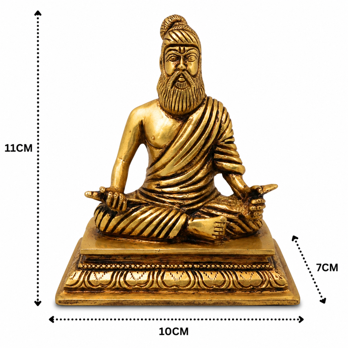 Brass Thiruvalluvar Idol – Handcrafted Tiruvalluvar Statue, Tamil Poet &amp; Tirukkural Author Murti for Home Décor, Study Room &amp; Gifting 4.5 Inch