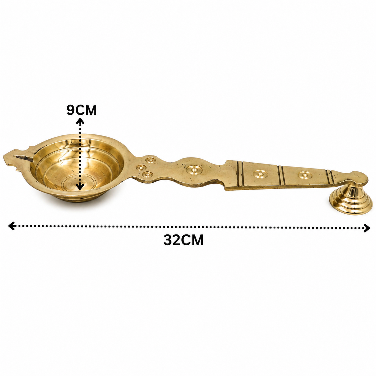 Brass Aarti Burner Kapoor Dani – Traditional Camphor Lamp, Karpoora Harathi Deepam for Pooja, Aarti &amp; Temple Rituals 12 Inch