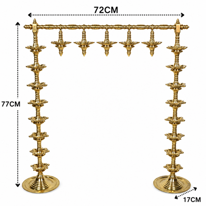 Brass Deepa Stambh Lamp Stand – Kuthu - Handcrafted Pooja Decor by The Brasstown - Lifestyle Setup