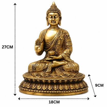 Brass Gautama Buddha Idol in Meditation - Handcrafted Pooja Decor by The Brasstown - Lifestyle Setup