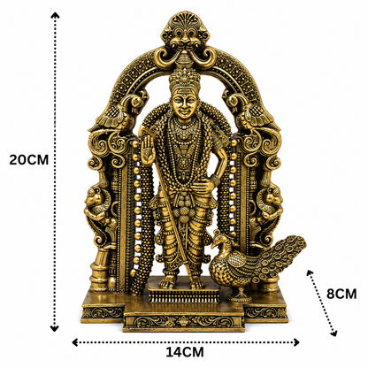 Brass Murugan Subramanya Kartikeya Idol – Fine - Handcrafted Pooja Decor by The Brasstown - Lifestyle Setup