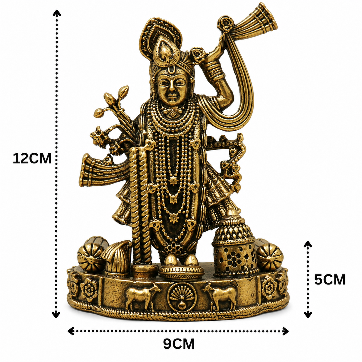 Brass Shrinath Ji Idol – Divine Brass - Handcrafted Pooja Decor by The Brasstown - Lifestyle Setup