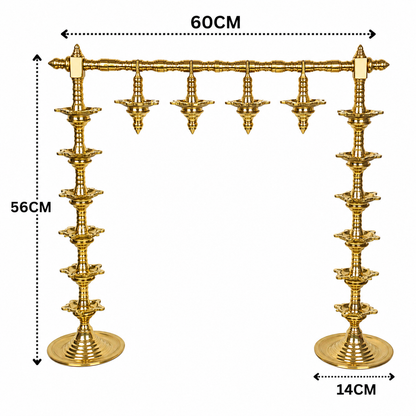 Brass Deepa Stambh Lamp Stand – Kuthu - Handcrafted Pooja Decor by The Brasstown - Lifestyle Setup