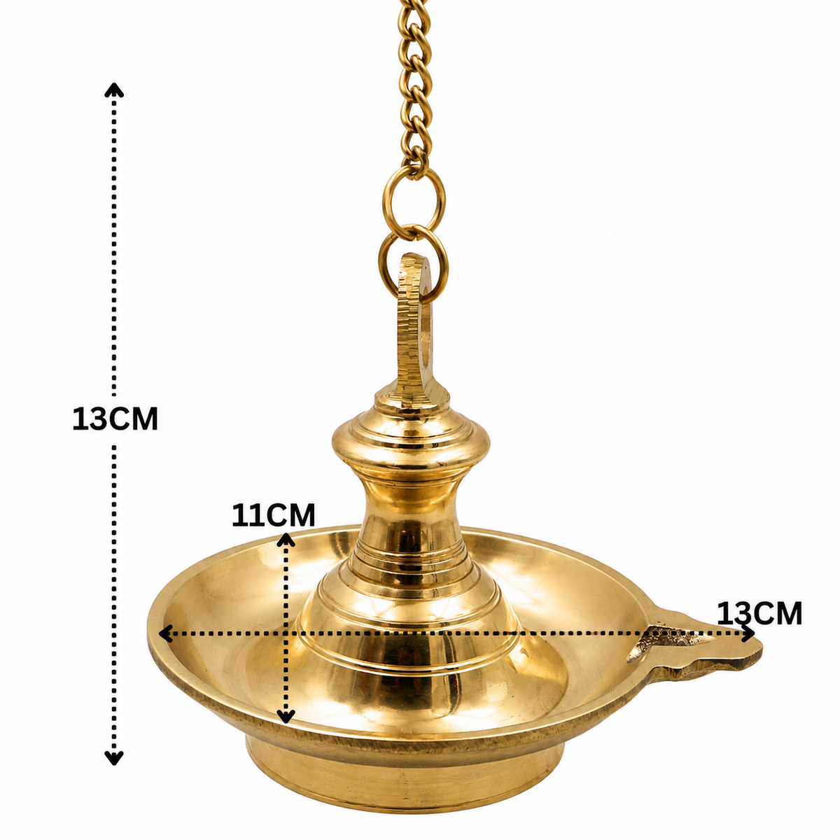 Hanging Brass Lamp for pooja – Traditional Peetal Thooku Vilakku Deepam for Temple, Home Mandir &amp; Spiritual Décor 5 Inch