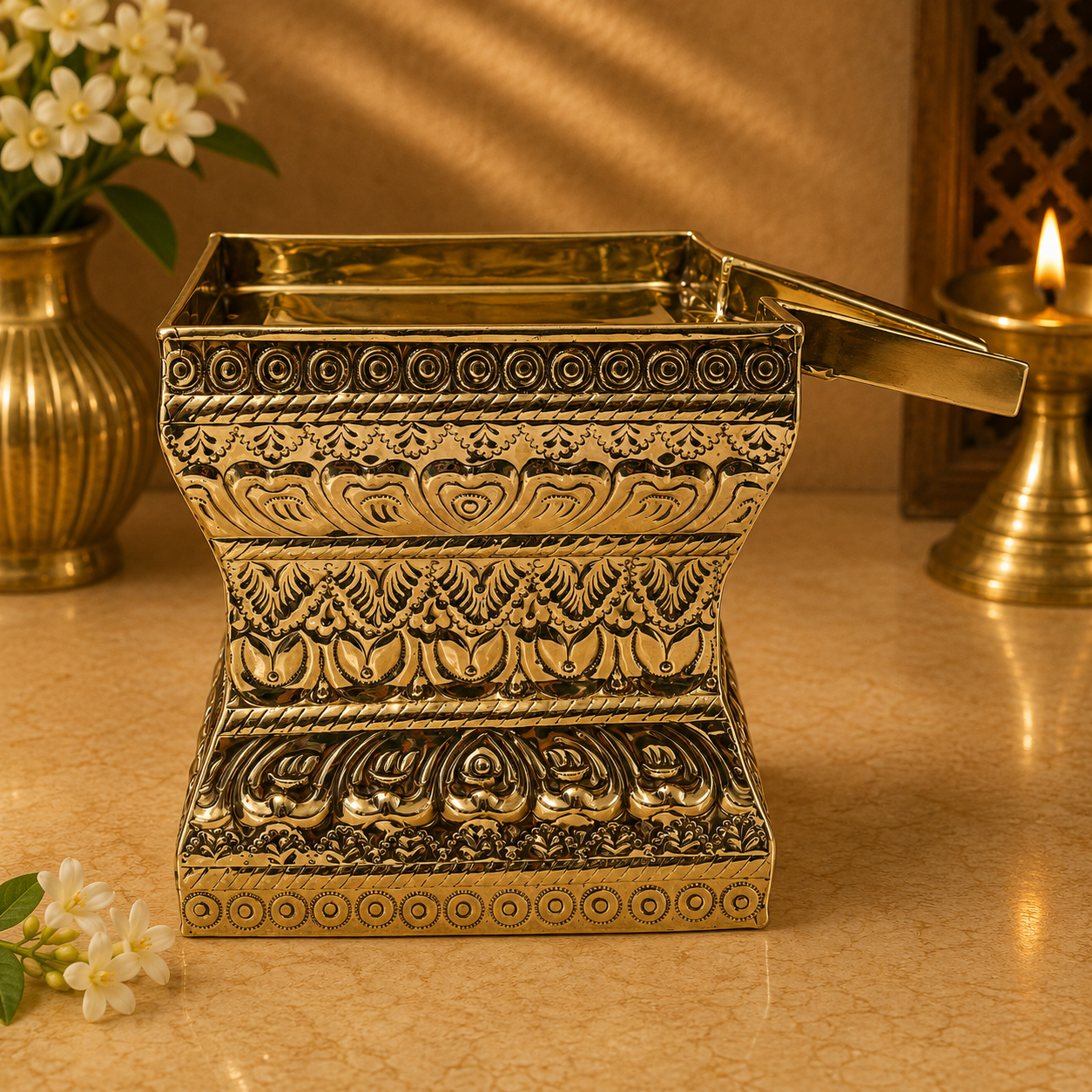 Traditional Brass Abhisheka Patra –  Abhishekam Kalash Patram for Pooja, Temple &amp; Home Mandir 8.5 Inch