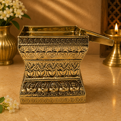 Traditional Brass Abhisheka Patra –  Abhishekam Kalash Patram for Pooja, Temple &amp; Home Mandir 8.5 Inch