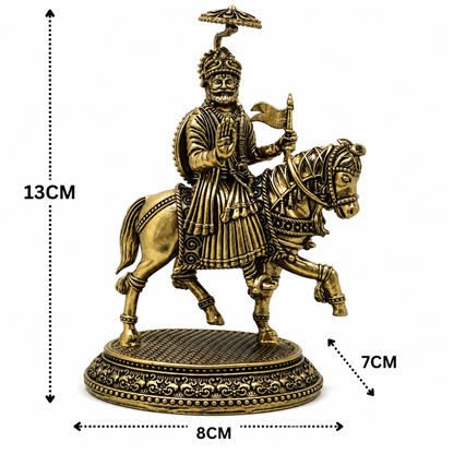 Brass Shivaji Maharaj Idol on Horse – Chhatrapati Shivaji Murti, Raje Shivaji Bhonsle Statue for Home Décor, Office &amp; Gifting 5 Inch