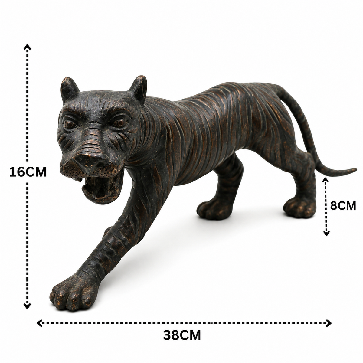 Handcrafted Brass Tiger Figurine (set of 2)-Royal Tiger Murti for Home, Office &amp; Table Décor 6.5 Inch