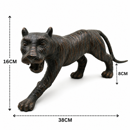 Handcrafted Brass Tiger Figurine (set of 2)-Royal Tiger Murti for Home, Office &amp; Table Décor 6.5 Inch