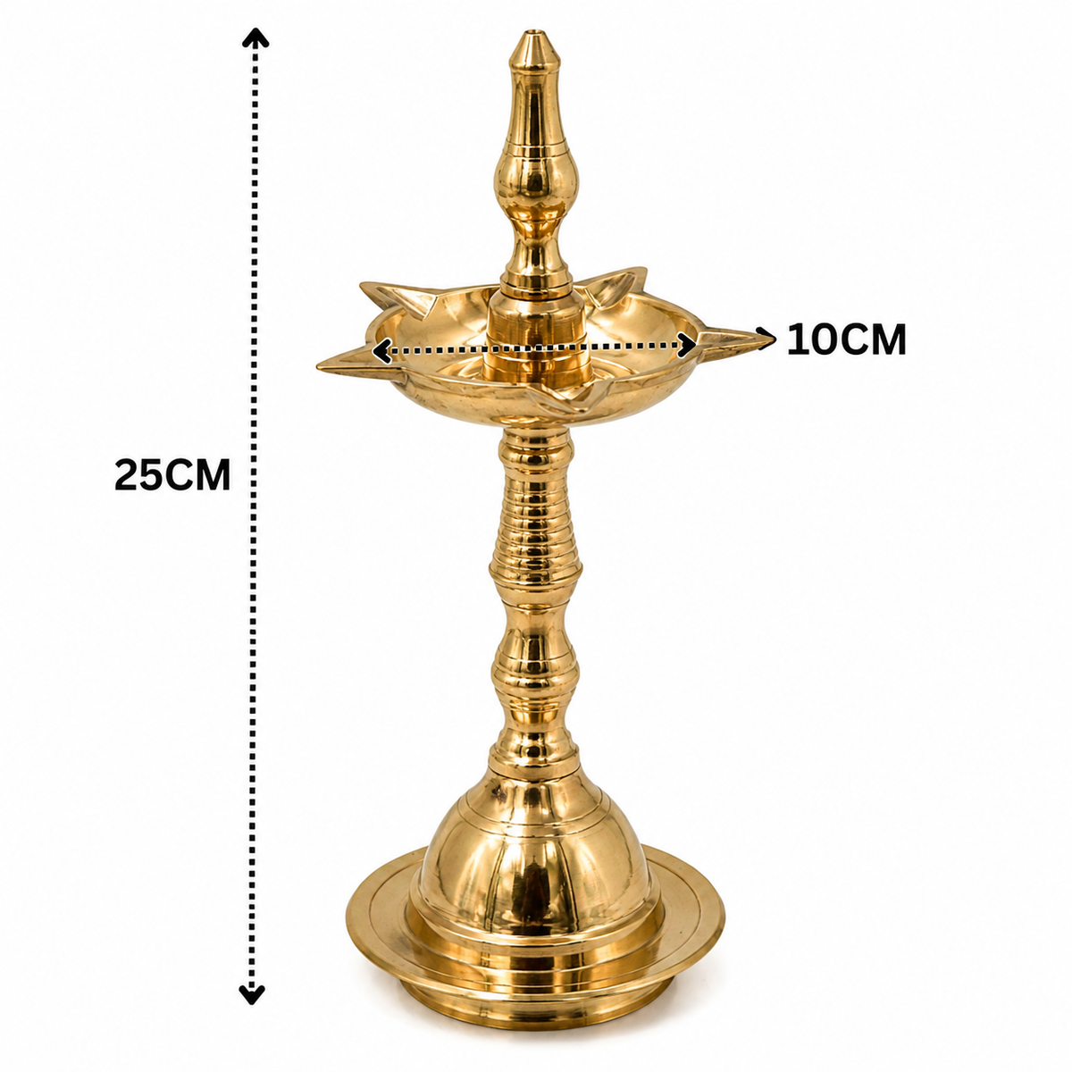 Handcrafted Brass Deepam Diya – Traditional Kuthu Vilakku Samai, Nilavilakku Oil Lamp for Puja, Aarti &amp; Temple Décor 10 Inch (set of 2)