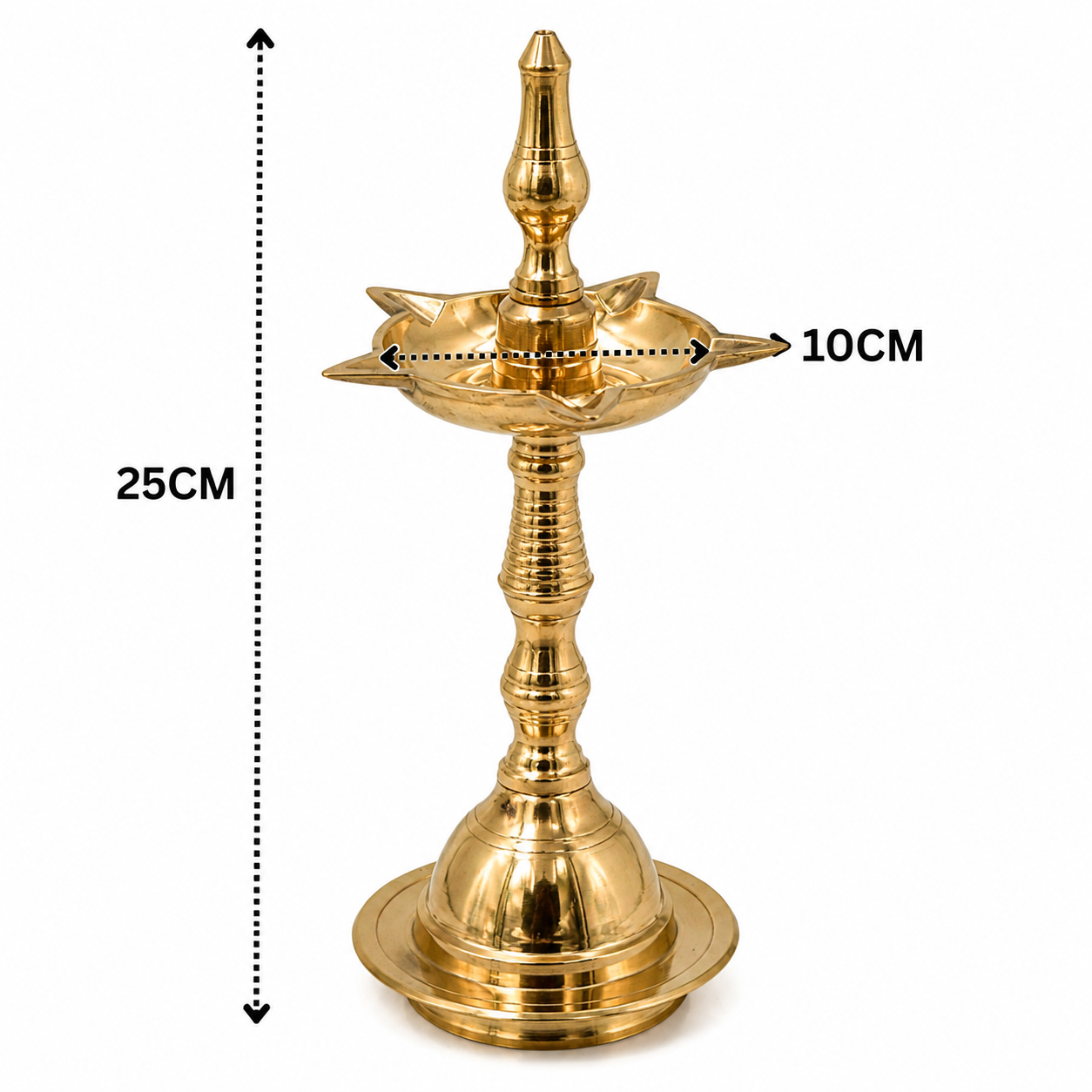 Handcrafted Brass Deepam Diya – Traditional Kuthu Vilakku Samai, Nilavilakku Oil Lamp for Puja, Aarti &amp; Temple Décor 10 Inch (set of 2)