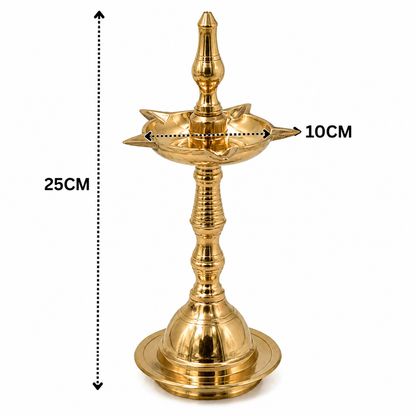 Handcrafted Brass Deepam Diya – Traditional Kuthu Vilakku Samai, Nilavilakku Oil Lamp for Puja, Aarti &amp; Temple Décor 10 Inch (set of 2)