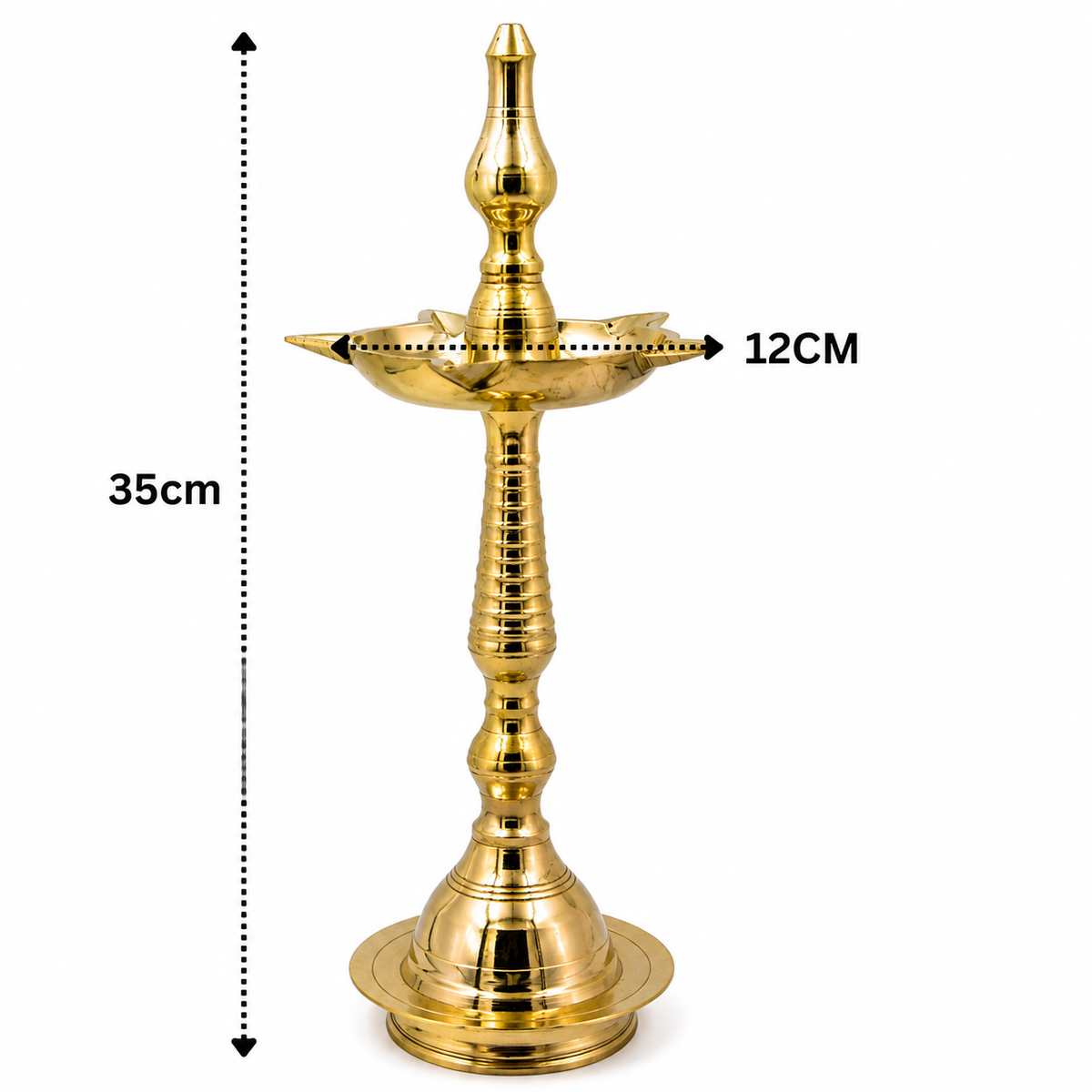 Handcrafted Brass Deepam Diya – Traditional Kuthu Vilakku Samai, Nilavilakku Oil Lamp for Puja, Aarti &amp; Temple Décor 14 Inch (set of 2)