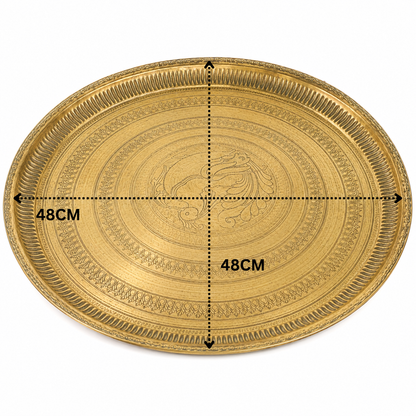 Traditional Brass Pooja Thali – Peetal Aarti Plate (Pital Puja Thambalam) for Hindu Worship &amp; Temple Rituals 1.5 Inch