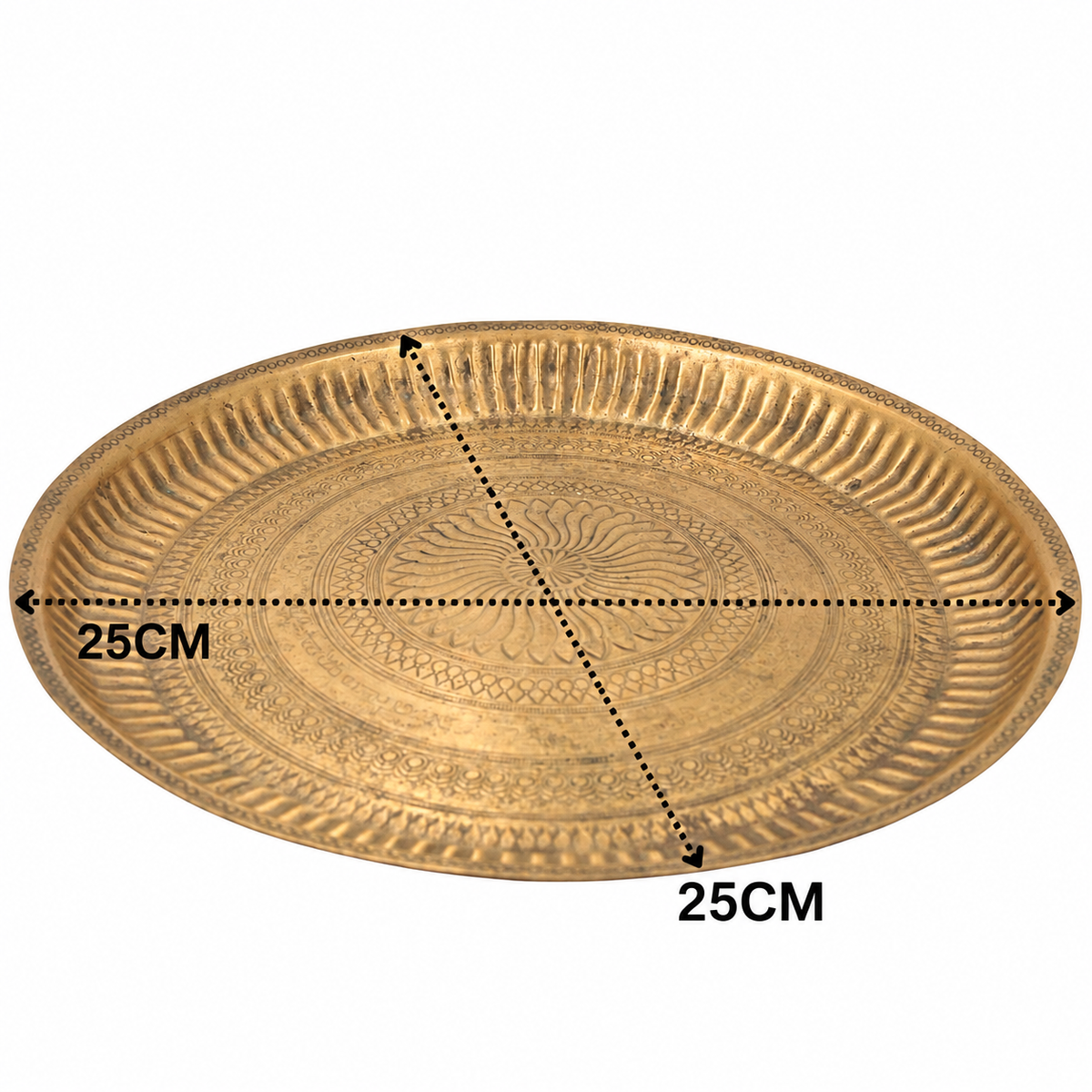 Brass Pooja Thali for Aarti – Peetal Aarti Plate (Pital Puja Thambalam) for Hindu Worship &amp; Temple Rituals 1 Inch