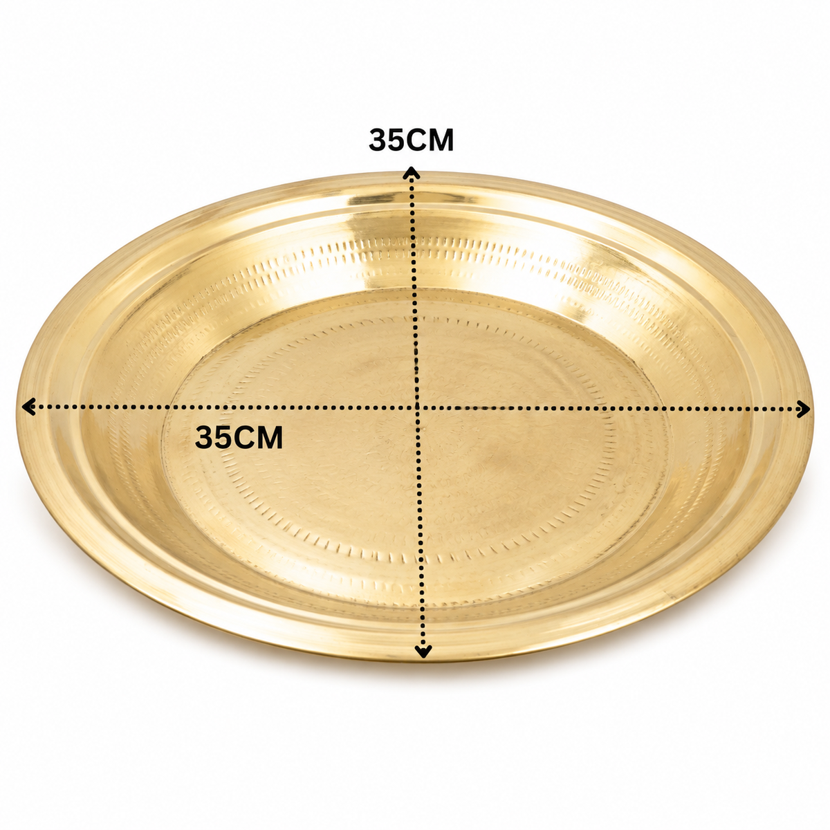 Handcrafted Brass Pooja Thali for Mandir – Peetal Pooja Plate (Pital Puja Thambalam) for Hindu Worship &amp; Temple Rituals 13.5 Inch