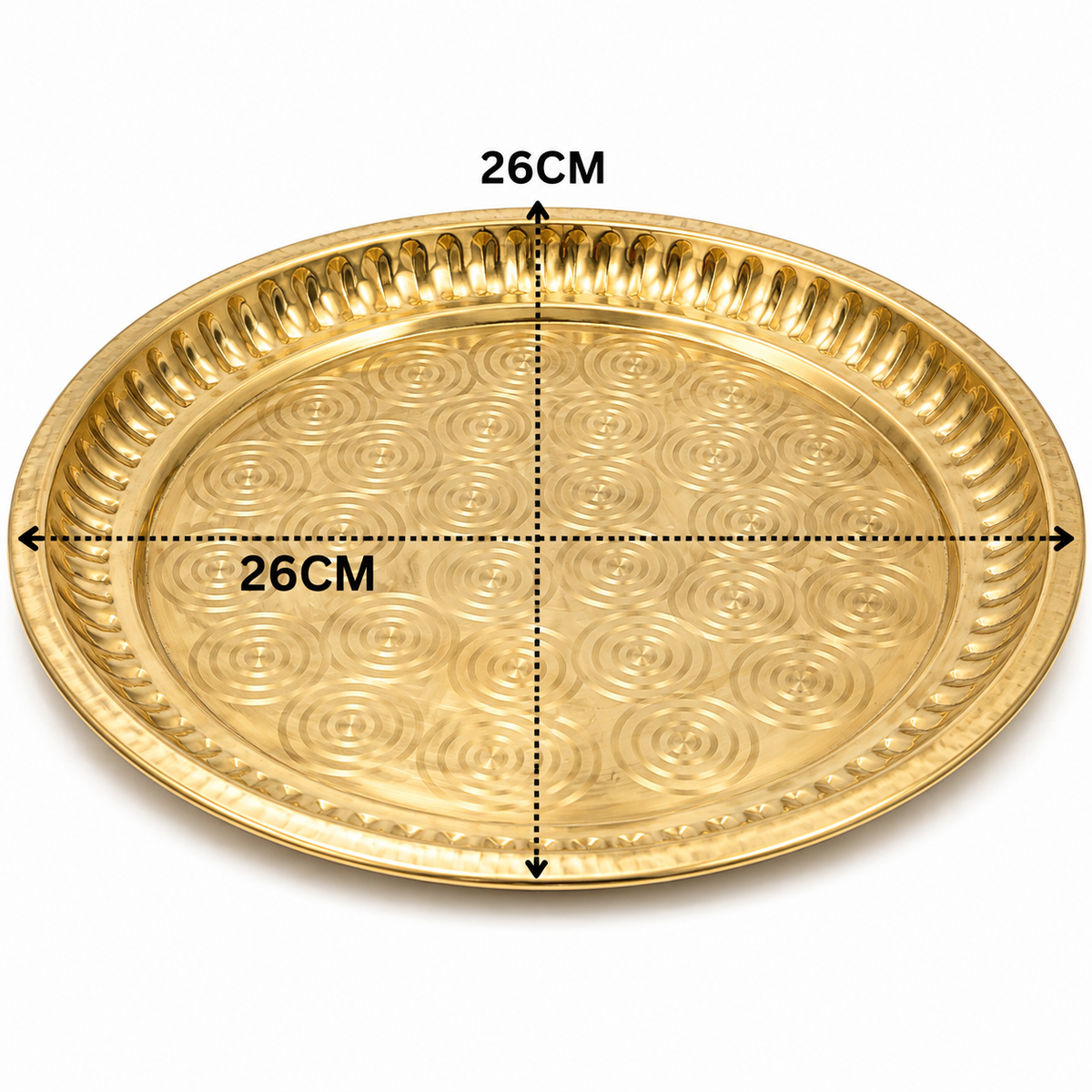 Brass Pooja Thali for Mandir – Peetal Aarti Plate (Pital Puja Thambalam) for Hindu Worship &amp; Temple Rituals 26 Inch