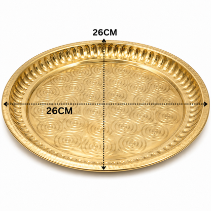 Brass Pooja Thali for Mandir – Peetal Aarti Plate (Pital Puja Thambalam) for Hindu Worship &amp; Temple Rituals 26 Inch