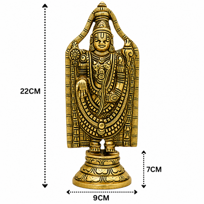 Brass Venkateswara Balaji Srinivasa Idol – Tirupati Balaji Statue for Puja &amp; Home Mandir 8.5 Inch