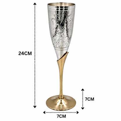 Brass Wine Glass Set of 2 – Handcrafted Traditional Peetal Goblet Glasses for Home, Royal Dining Décor &amp; Gifting 9.5 Inch