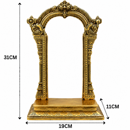 Brass Traditional Makara Torana Arch Standi – Makara Torana Arch Stand for Idols &amp; Home Temple Pooja 12 Inch