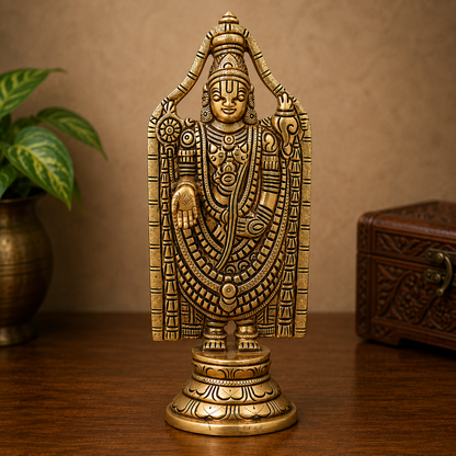 Brass Venkateswara Balaji Srinivasa Idol – Tirupati Balaji Statue for Puja &amp; Home Mandir 8.5 Inch