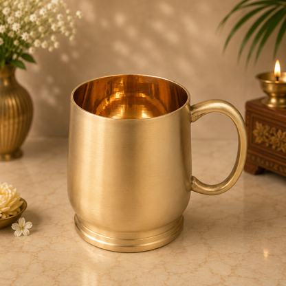 Handcrafted Brass Glass – Traditional Peetal Water Vessel for Pooja, Dining, Home Décor &amp; Gifting 4.5 Inch
