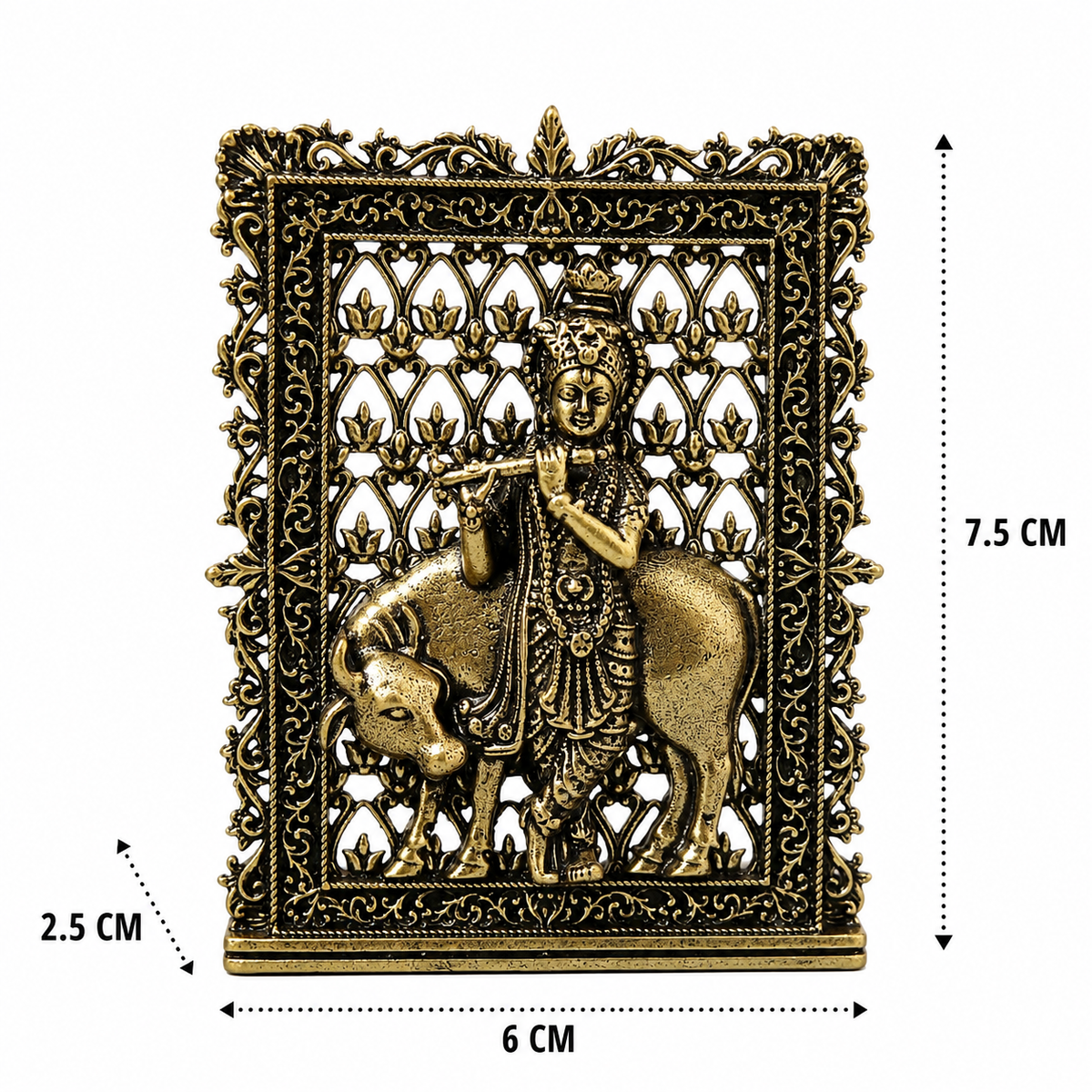 Brass Cow Krishna Panel – Fine Handcrafted - Handcrafted Pooja Decor by The Brasstown - Lifestyle Setup
